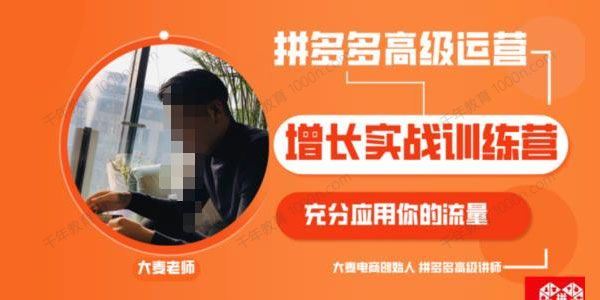 大麦老师 拼多多高级运营增长实战训练营