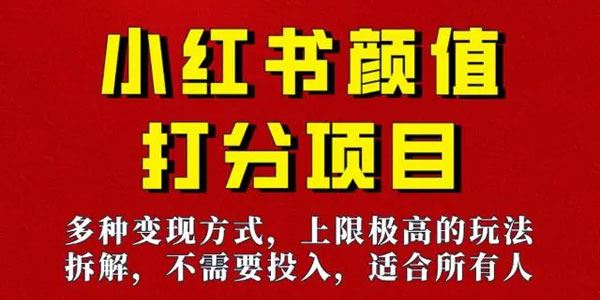 小红书颜值打分小众项目：适合小白1个作品收入过千 百度网盘下载