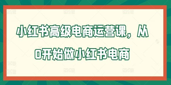 小红书高级电商运营课 从0开始做小红书电商