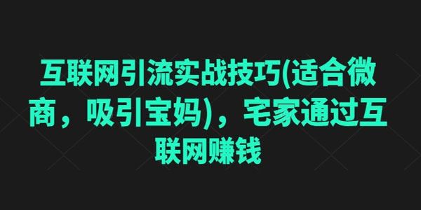 互联网引流实战技巧：宅家通过互联网赚钱