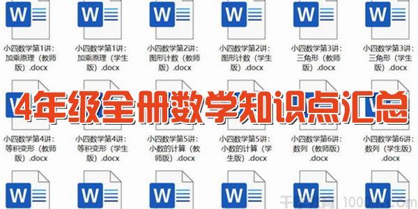 通用版4年级全册数学知识点汇总【docx文档】