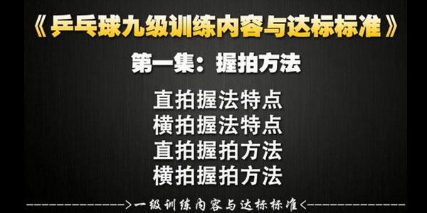 乒乓球业余一级到专业九级训练教学与达标标准