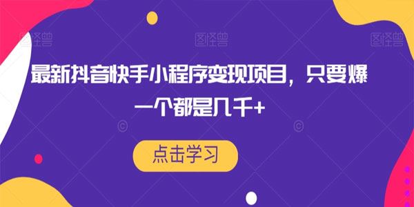 最新抖音快手小程序变现项目