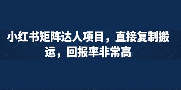小红书复制搬运矩阵达人高回报率项目