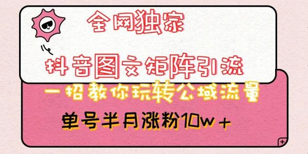 抖音图文矩阵引流教材：玩转公域流量半月涨粉数万