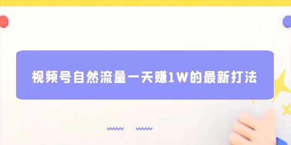视频号零投资通过自然流日赚上万玩法 百度网盘下载