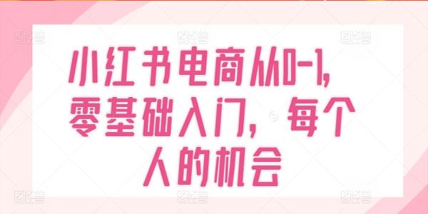 小红书电商零基础入门课程