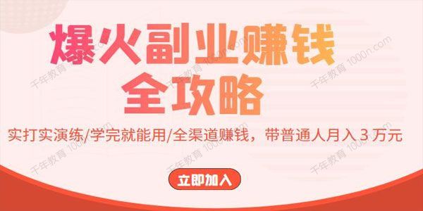 副业赚钱全攻略：实打实演练/学完就用/全渠道赚钱