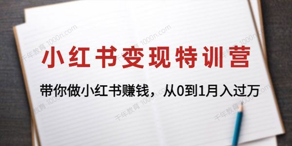 小红书变现特训营：带你做小红书赚钱