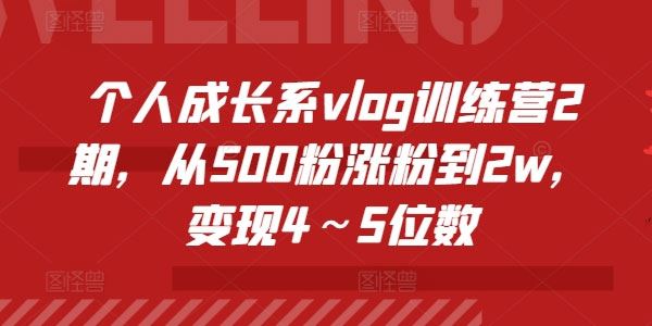 个人成长系vlog涨粉训练营第二期